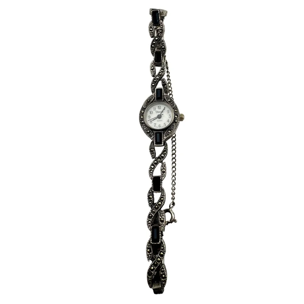 Vintage Xanadu Watch Marcasite Bracelet Art Deco Style NEEDS BATTERY 7